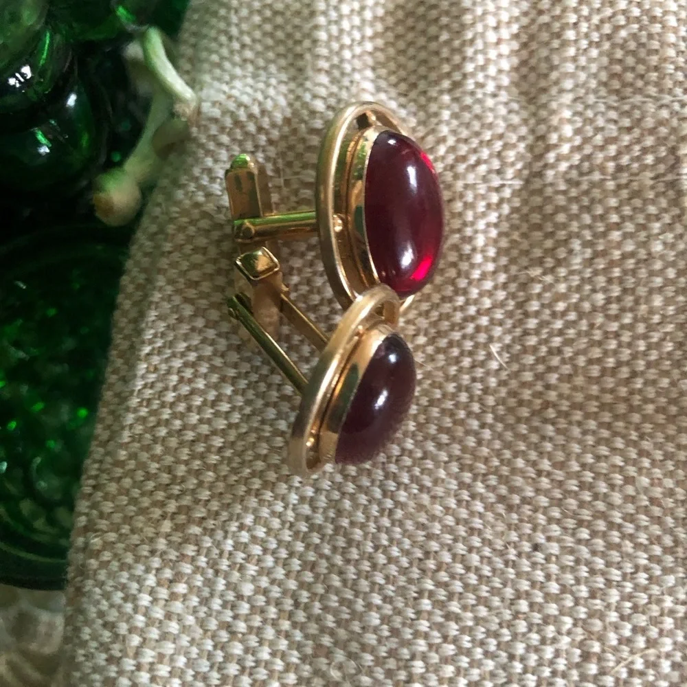 Vintage Red & Gold Cufflinks